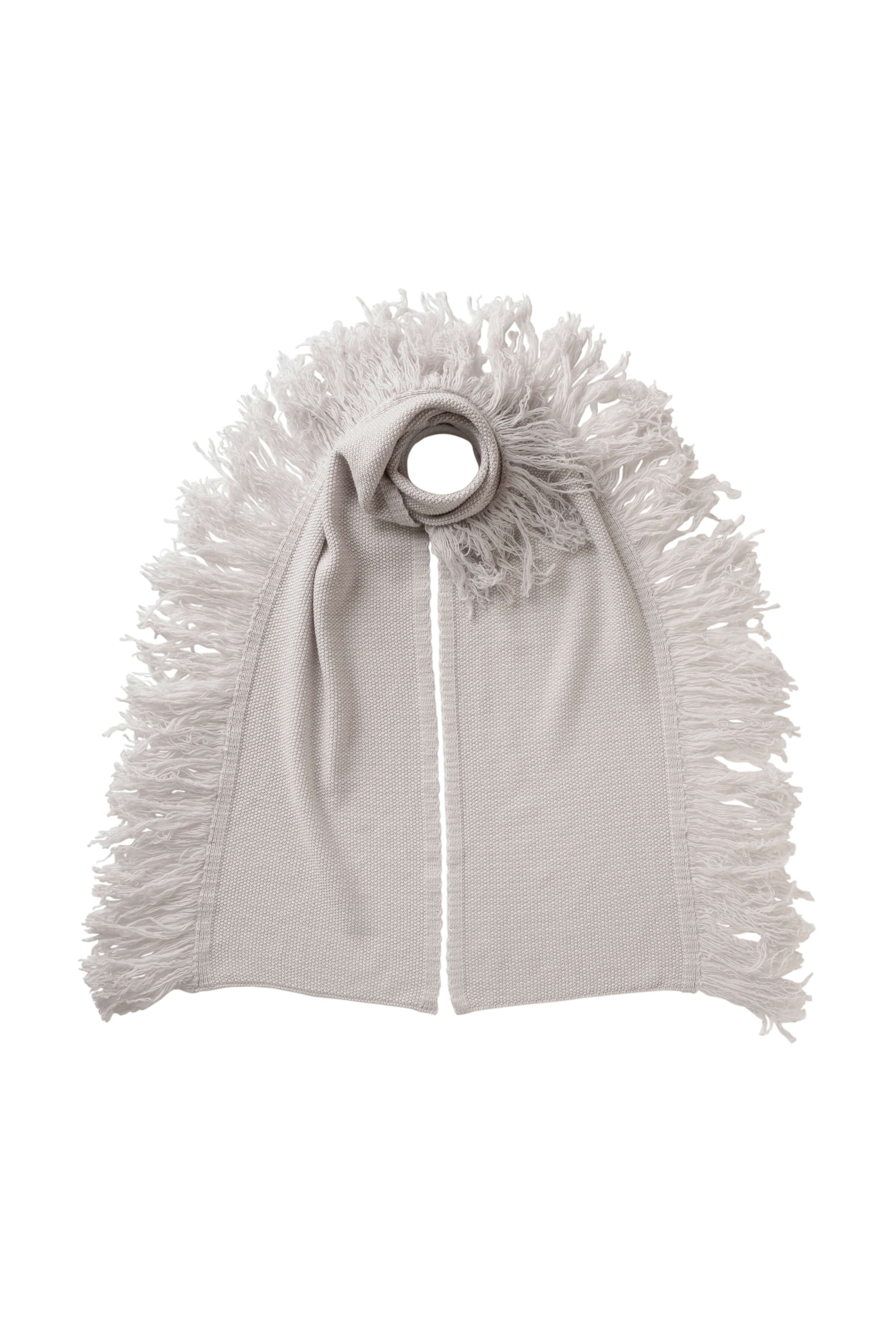 Johnstons of Elgin white and grey fringed cashmere scarf HAA03529Q25345ONE