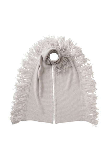 Johnstons of Elgin white and grey fringed cashmere scarf HAA03529Q25345ONE