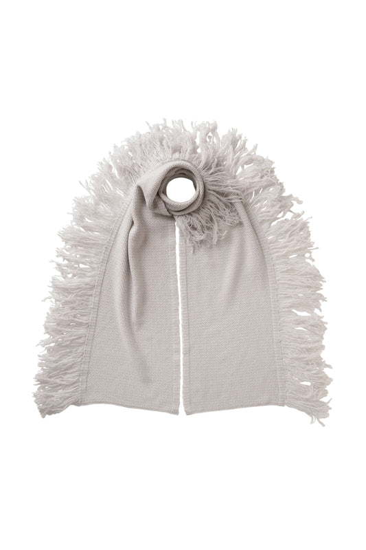 Johnstons of Elgin white and grey fringed cashmere scarf HAA03529Q25345ONE