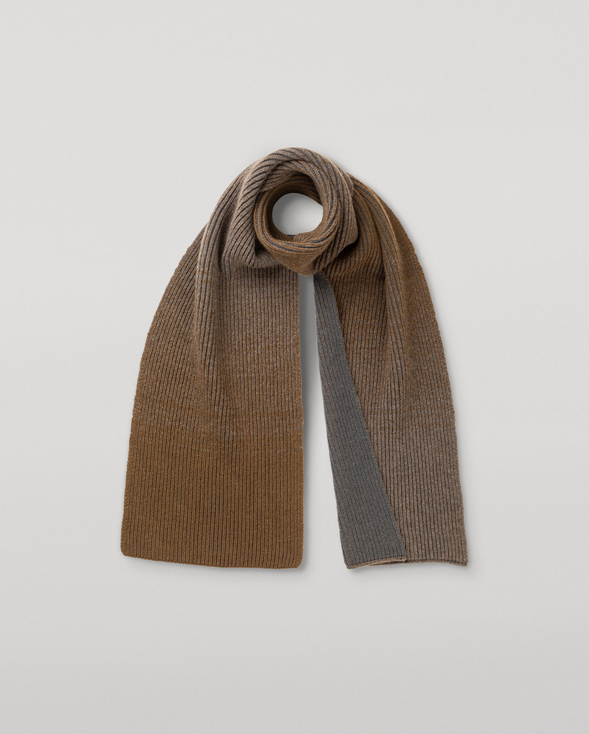 JOHNSTONS OF ELGIN CASHMERE RIBBED OMBRE PIONEER SCARF GREY 100% CASHMERE HAA03641Q26255ONE