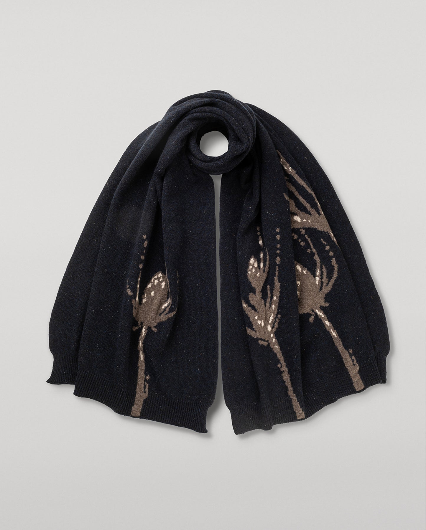 JOHNSTONS OF ELGIN CASHMERE DONEGAL INTARSIA WILD THISTLE WRAP BLUE 100% CASHMERE HAA03645JU1623ONE