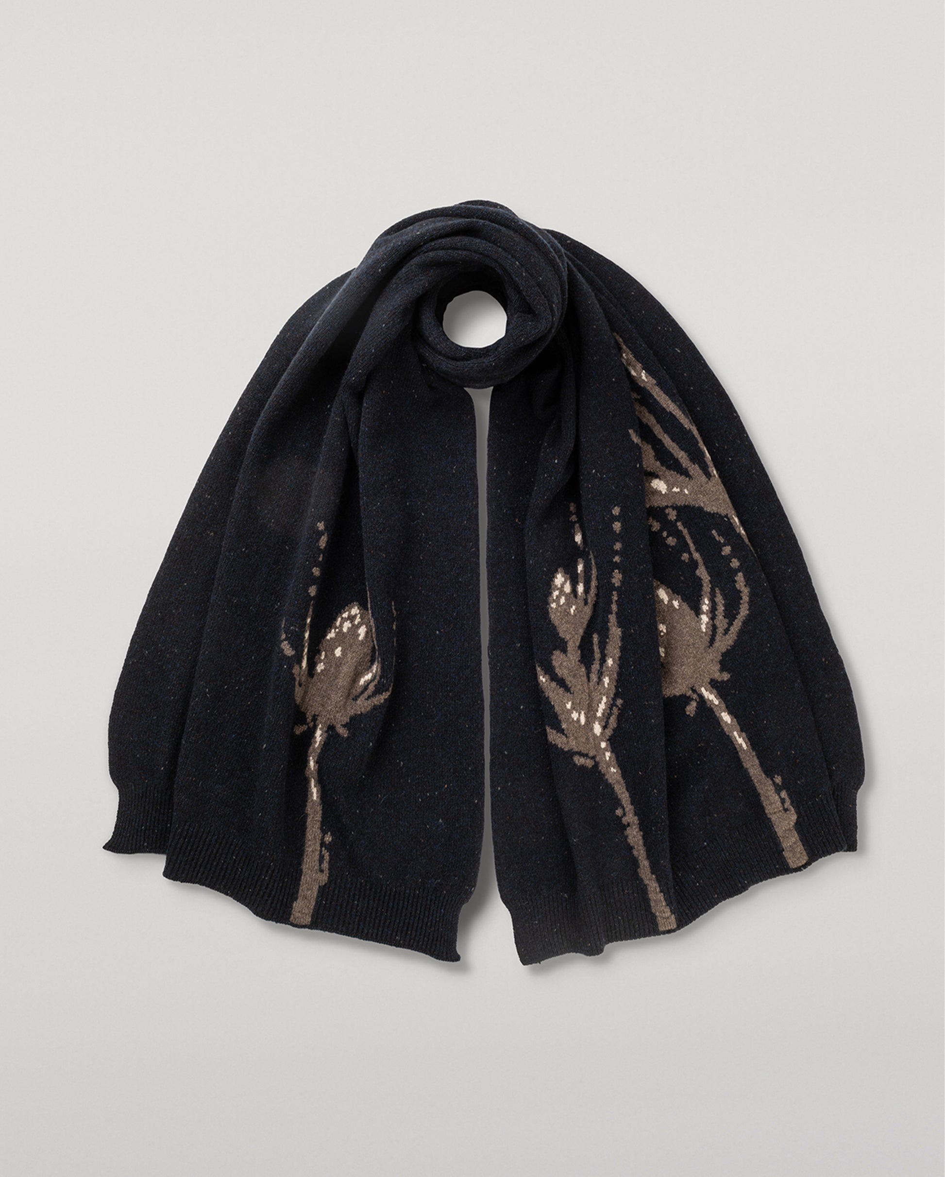 JOHNSTONS OF ELGIN CASHMERE DONEGAL INTARSIA WILD THISTLE WRAP BLUE 100% CASHMERE HAA03645JU1623ONE