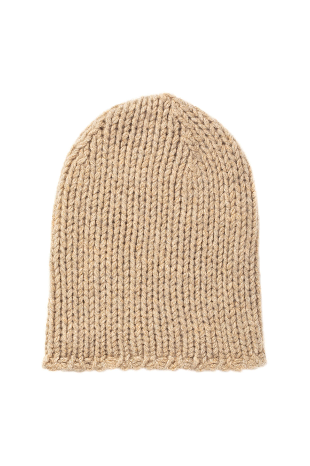 Johnstons of Elgin’s Oatmeal Chunky Jersey Cashmere Hat on a white background HAB03196HB0210