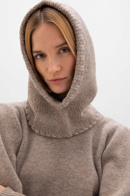 Johnstons of Elgin AW24 Knitted Accessory Ash Luxe Cashmere Snood Hood HAB03405HB4334ONE