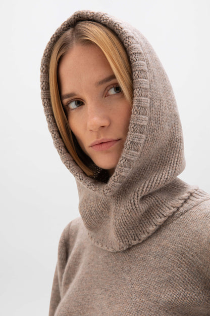 Johnstons of Elgin AW24 Knitted Accessory Ash Luxe Cashmere Snood Hood HAB03405HB4334ONE