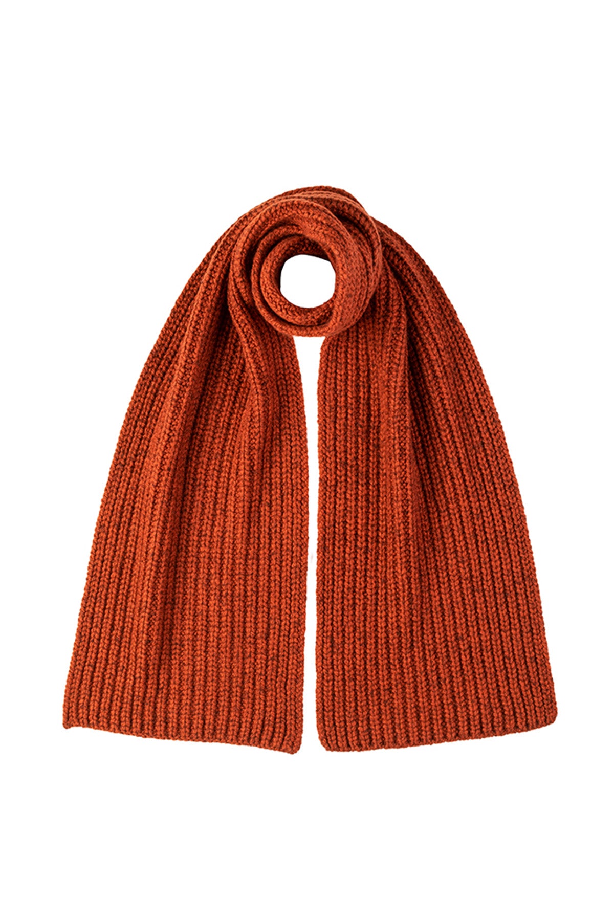 Knitted Donegal Ribbed Scarf in Paprika HAC02853SG7026ONE