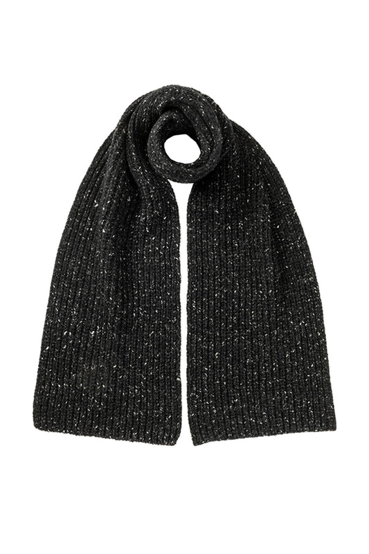 Knitted Donegal Ribbed Scarf in Carbon HAC02853HA7137