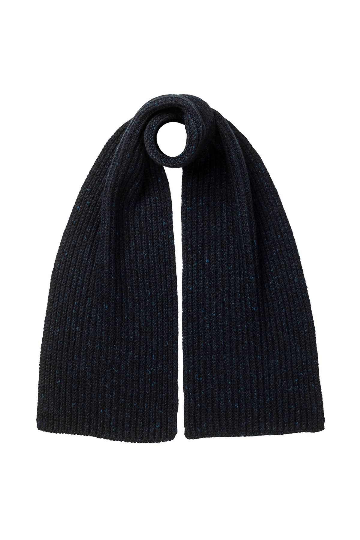 Knitted Donegal Ribbed Scarf in Navy HAC02853HD7150