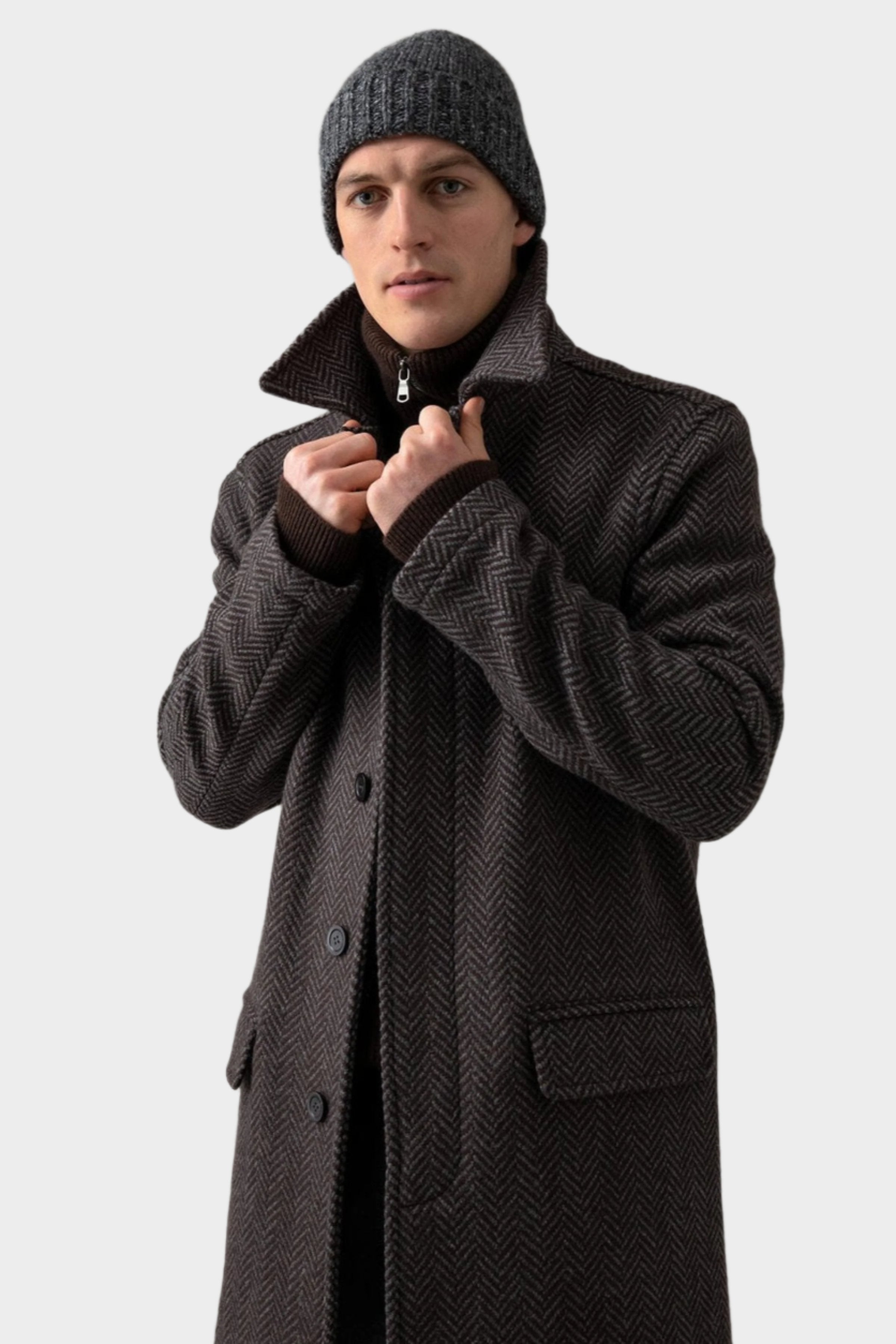 Charcoal herringbone sale coat