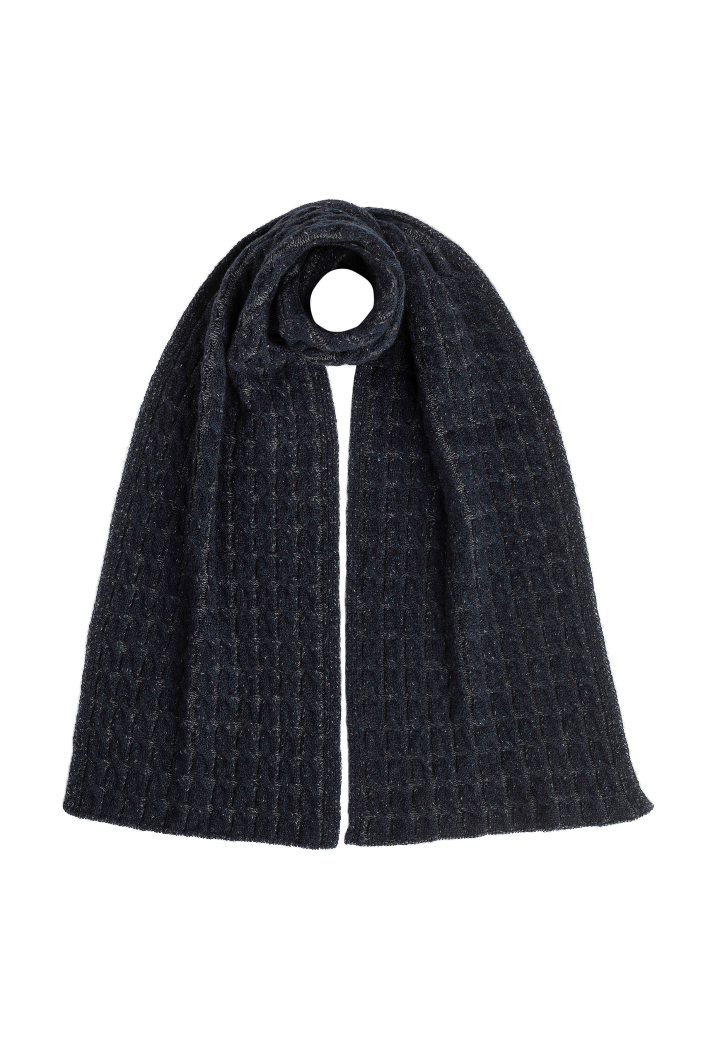 Johnstons of Elgin マフラー ネイビー グレー