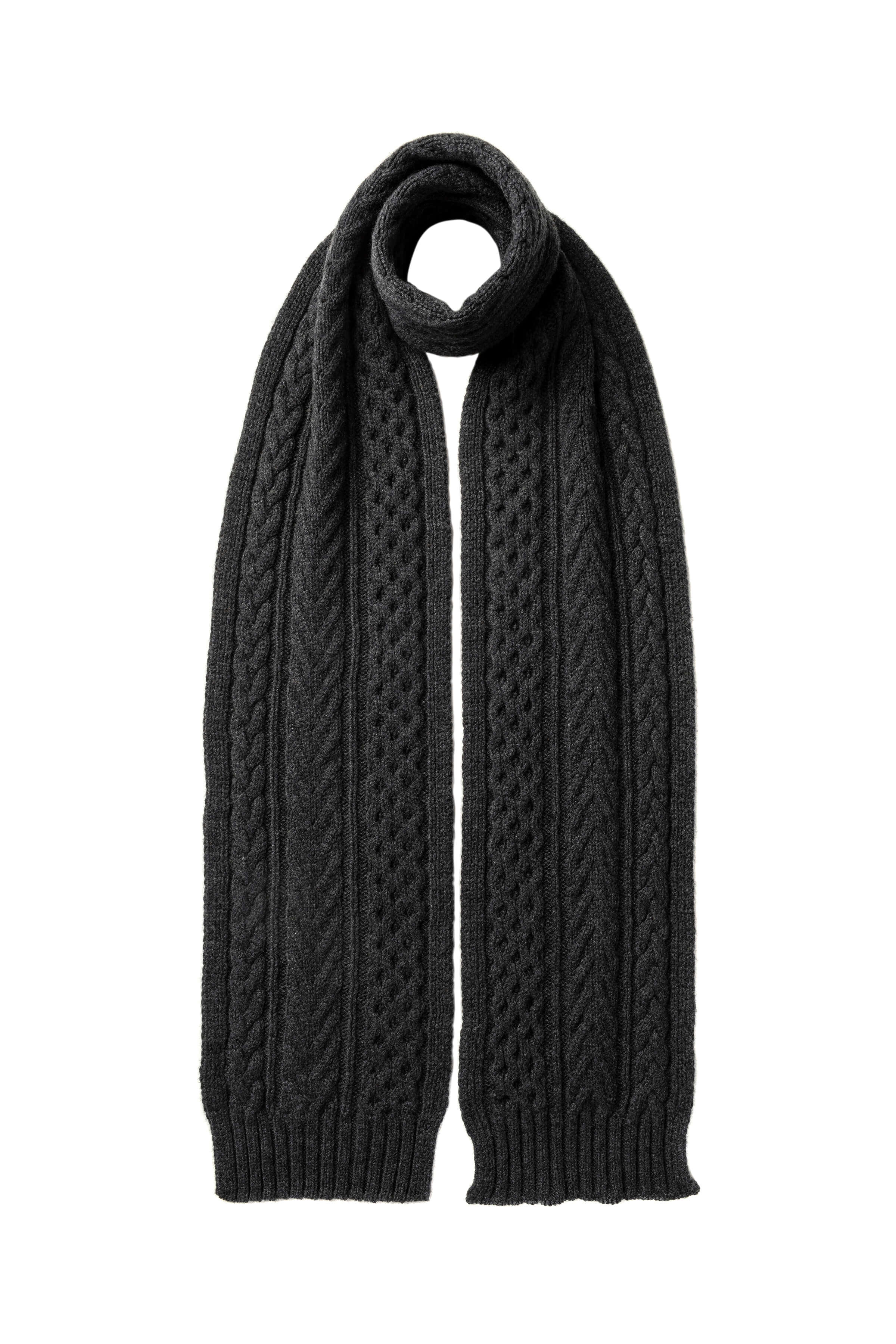 Aran Cable Charcoal Cashmere Scarf – Johnstons of Elgin