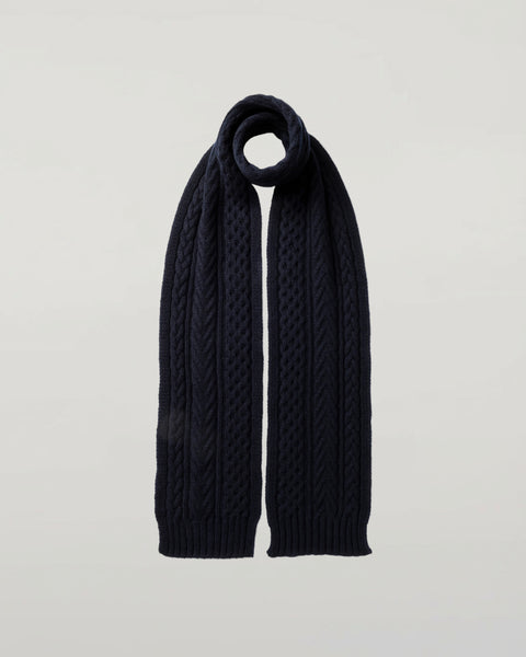 アンユーズド　19AW UH0502カシミヤマフラー アランケーブル ダークネイビー カシミヤマフラー｜カシミヤ小物