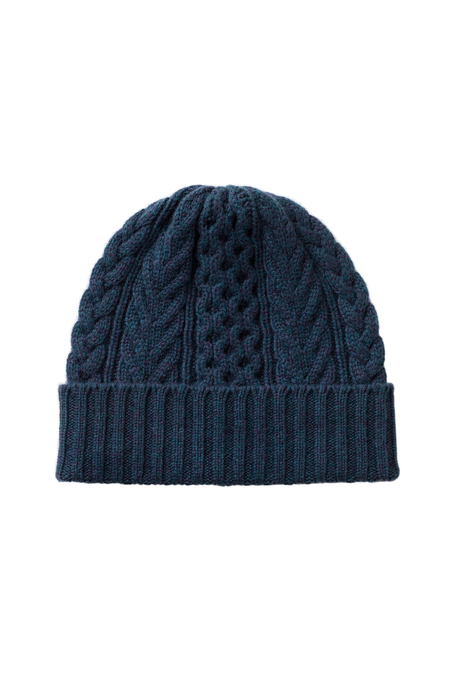 Johnstons of Elgin AW25 Knitted Accessories Heather Navy Aran Cable Navy Cashmere Beanie HAC03411HD7321ONE
