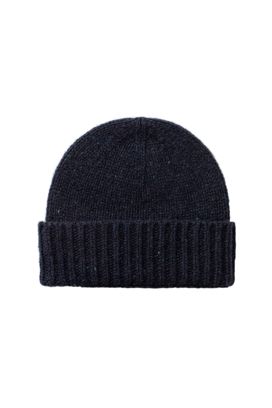 Johnstons of Elgin AW25 Knitted Accessories Dark Navy Donegal Cashmere Navy Beanie HAC03525006361ONE