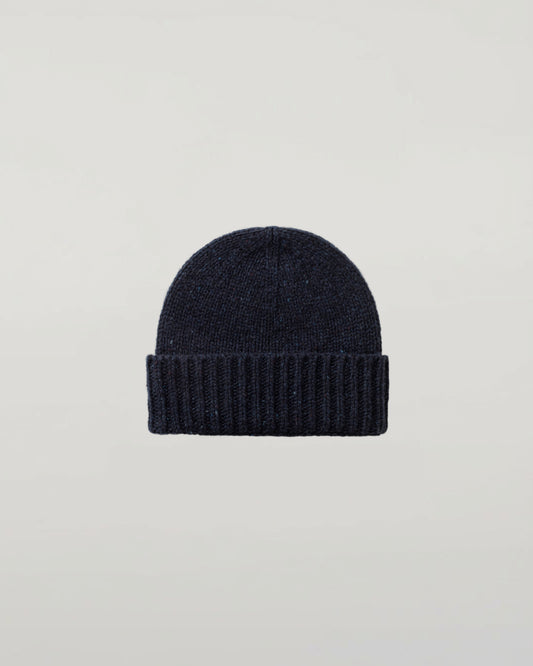 Johnstons of Elgin AW25 Knitted Accessories Dark Navy Donegal Cashmere Navy Beanie HAC03525006361ONE