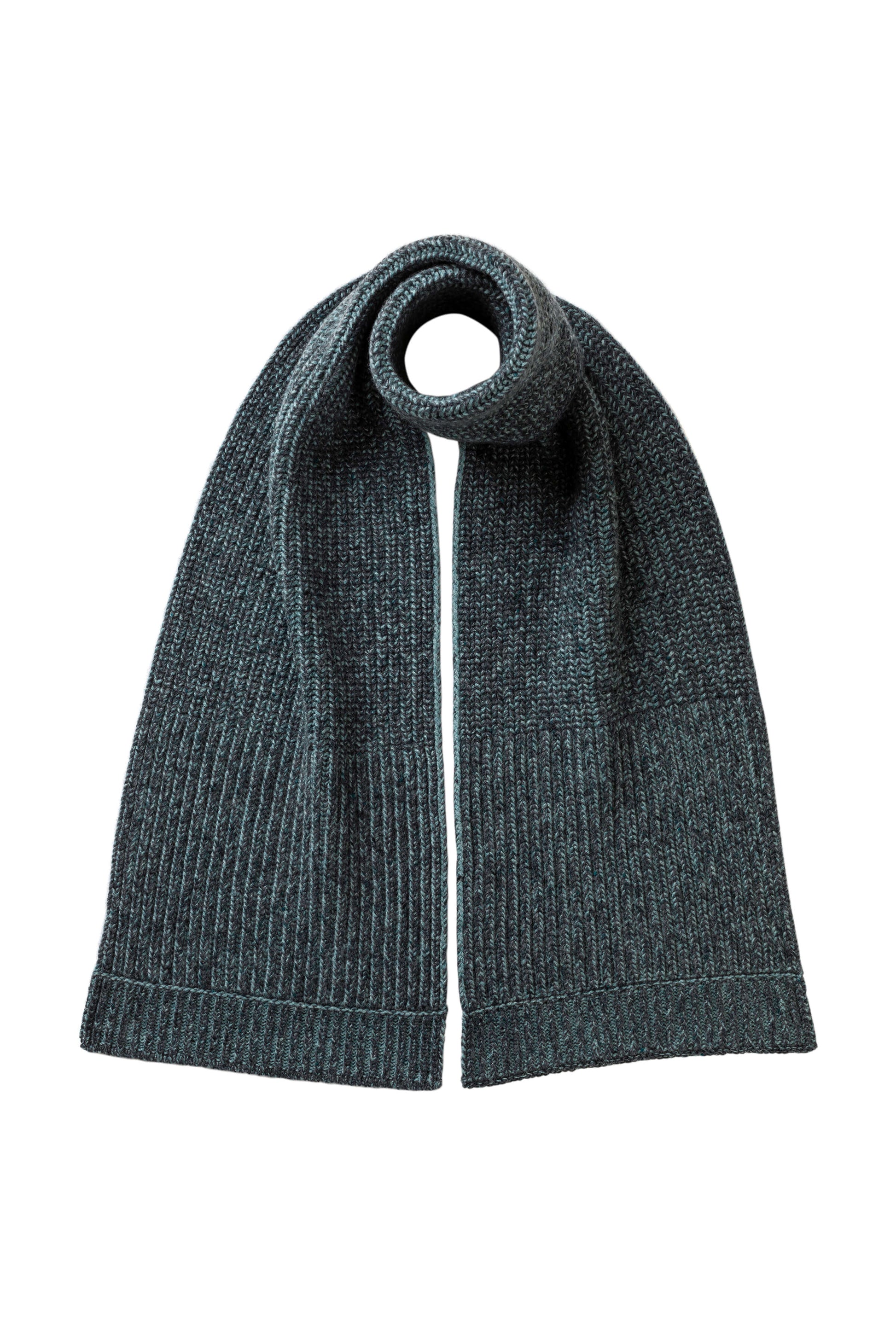 Johnstons of Elgin AW25 Knitted Accessories Storm Donegal Cashmere Blue Knitted Scarf HAC03530Q25313ONE