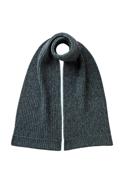 Johnstons of Elgin AW25 Knitted Accessories Storm Donegal Cashmere Blue Knitted Scarf HAC03530Q25313ONE