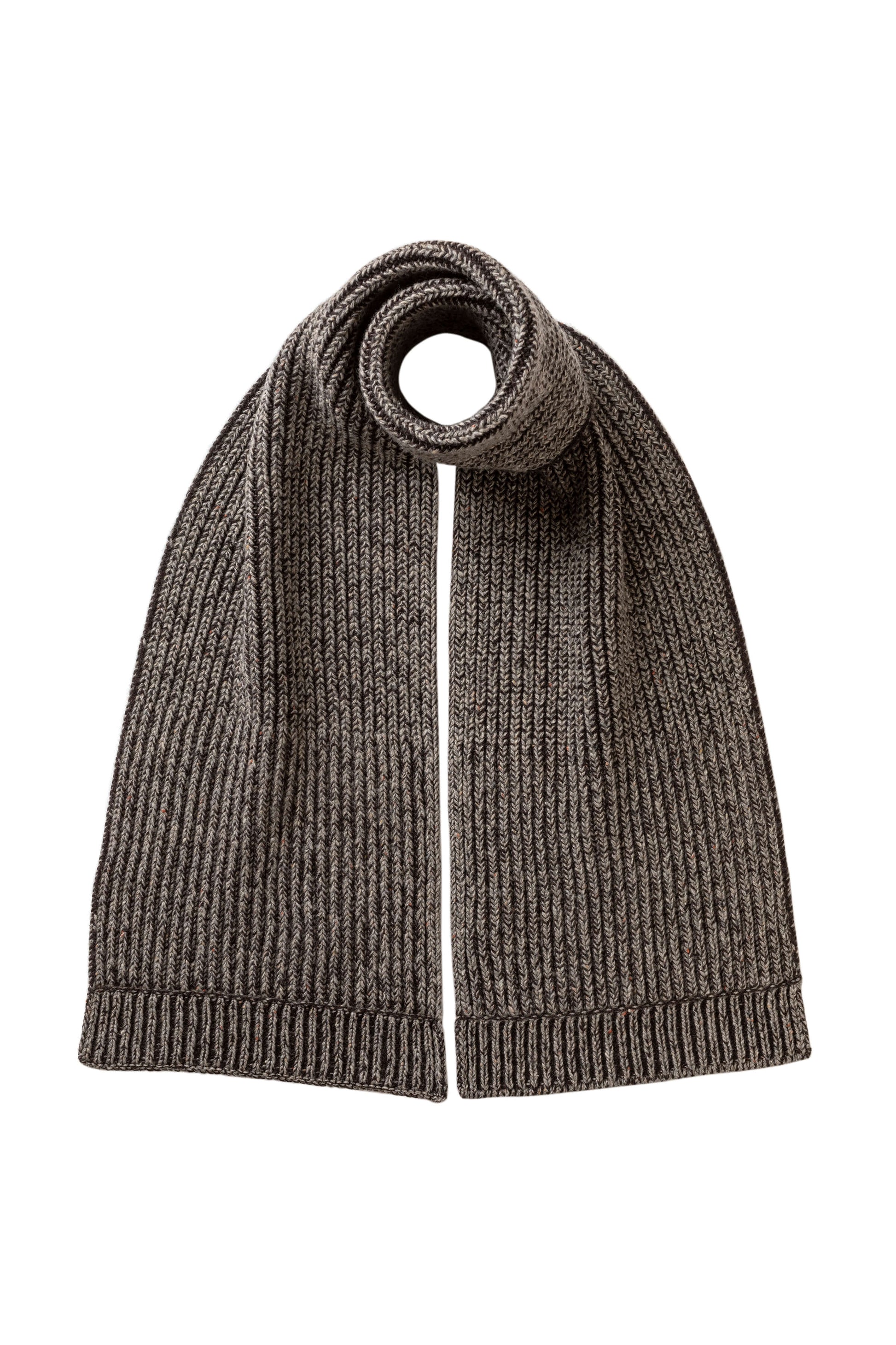 Johnstons of Elgin AW25 Knitted Accessories Peregrine Donegal Cashmere Brown Knitted Scarf HAC03530Q25314ONE
