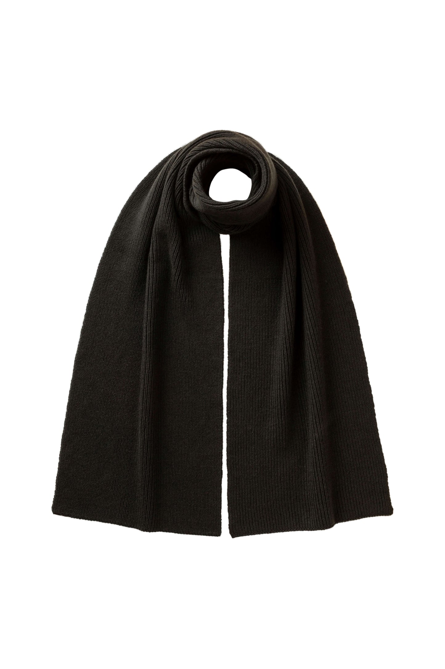 Johnstons of Elgin AW25 Knitted Accessories Iron Ribbed Grey Cashmere Scarf HAC03537SC7330ONE