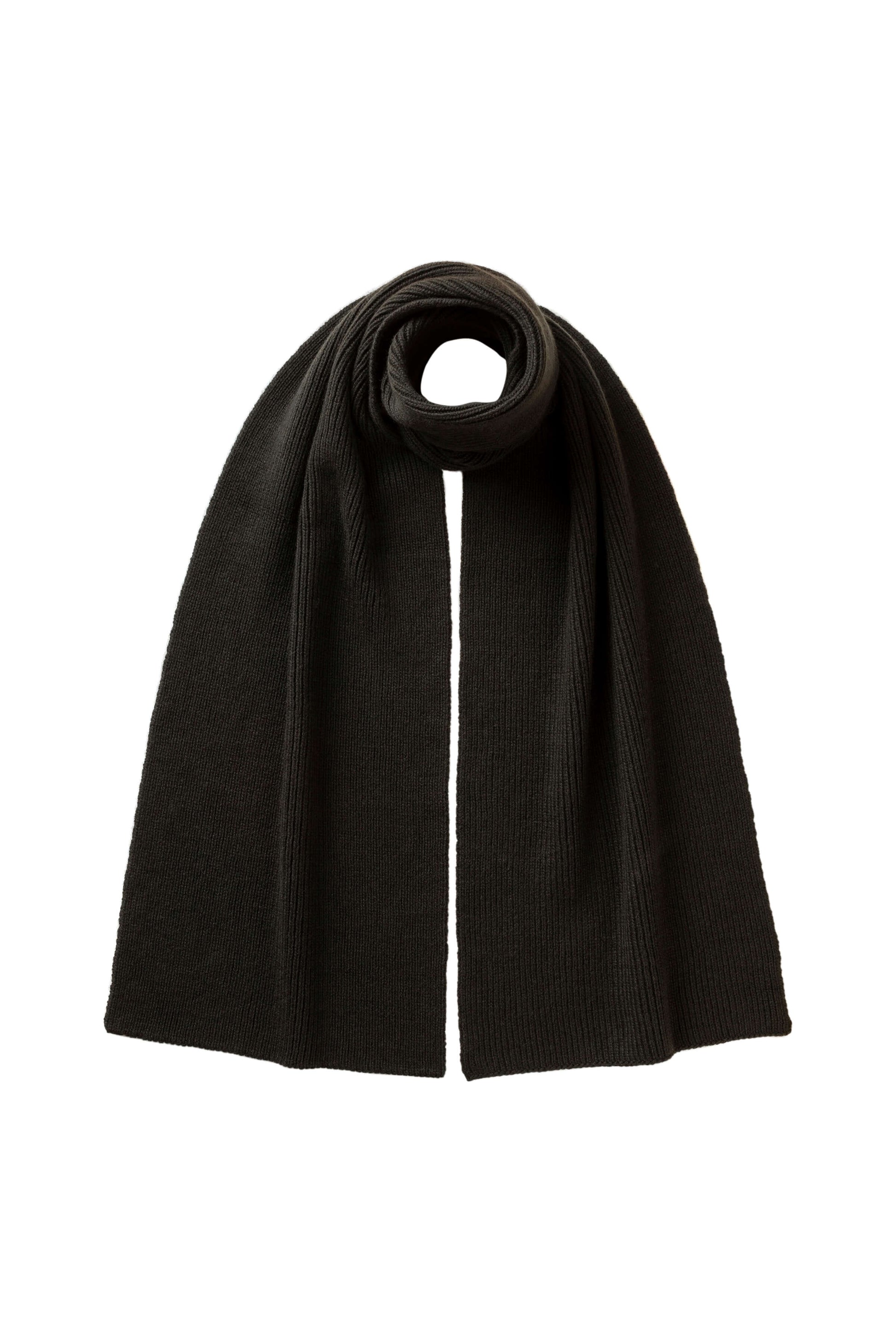 Johnstons of Elgin AW25 Knitted Accessories Iron Ribbed Grey Cashmere Scarf HAC03537SC7330ONE