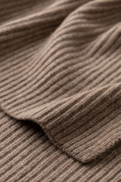 Johnstons of Elgin AW25 Knitted Accessories Ash Cardigan Stitch Brown Cashmere Scarf HAC03538HB4334ONE