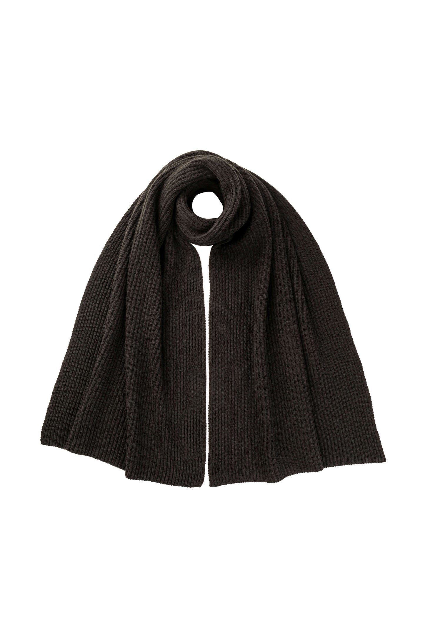 Johnstons of Elgin AW25 Knitted Accessories Iron Cardigan Stitch Grey Cashmere Scarf HAC03538SC7330ONE