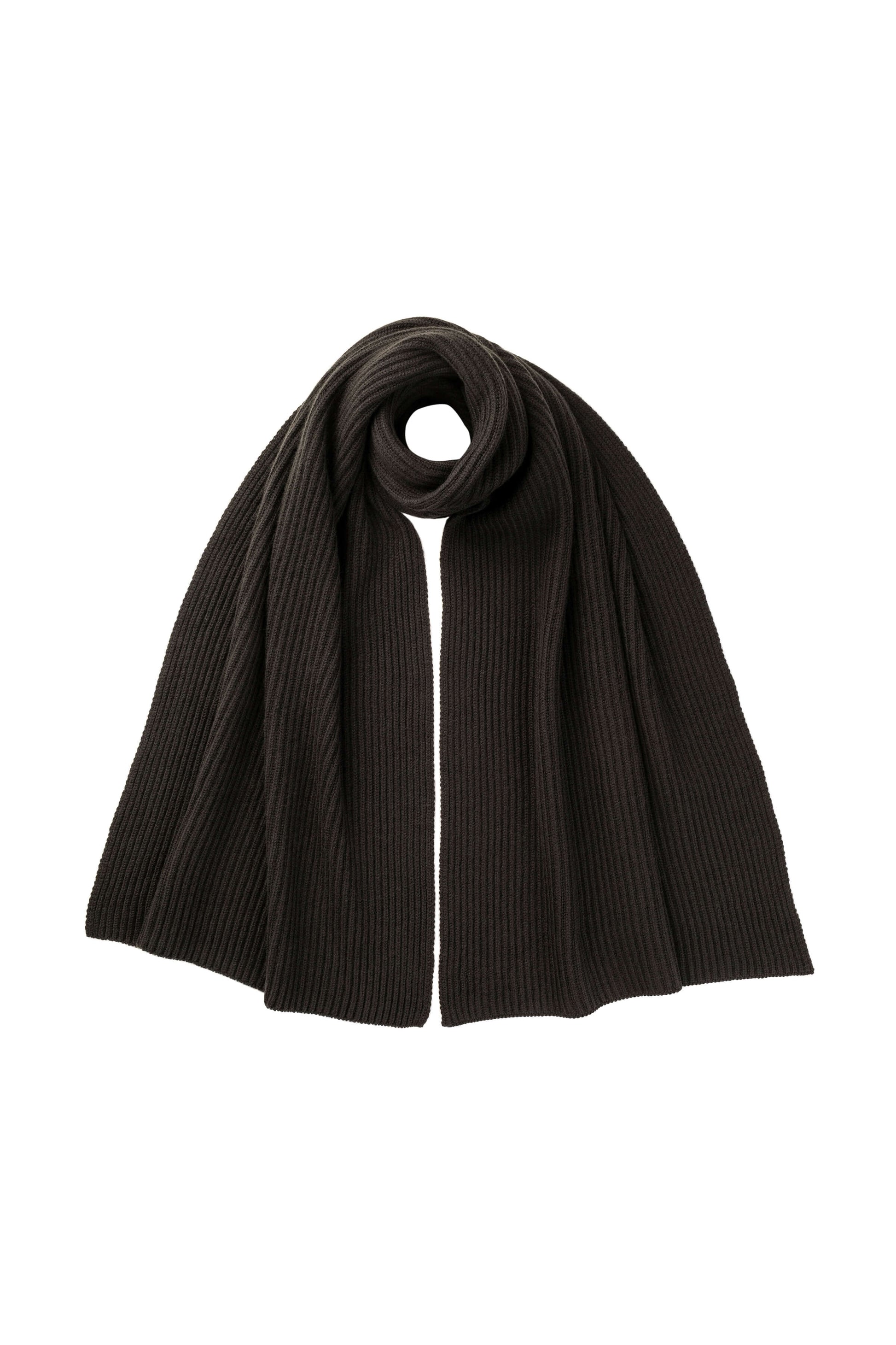 Johnstons of Elgin AW25 Knitted Accessories Iron Cardigan Stitch Grey Cashmere Scarf HAC03538SC7330ONE