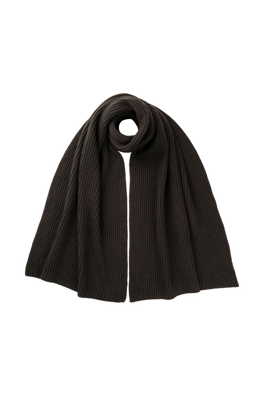 Johnstons of Elgin AW25 Knitted Accessories Iron Cardigan Stitch Grey Cashmere Scarf HAC03538SC7330ONE