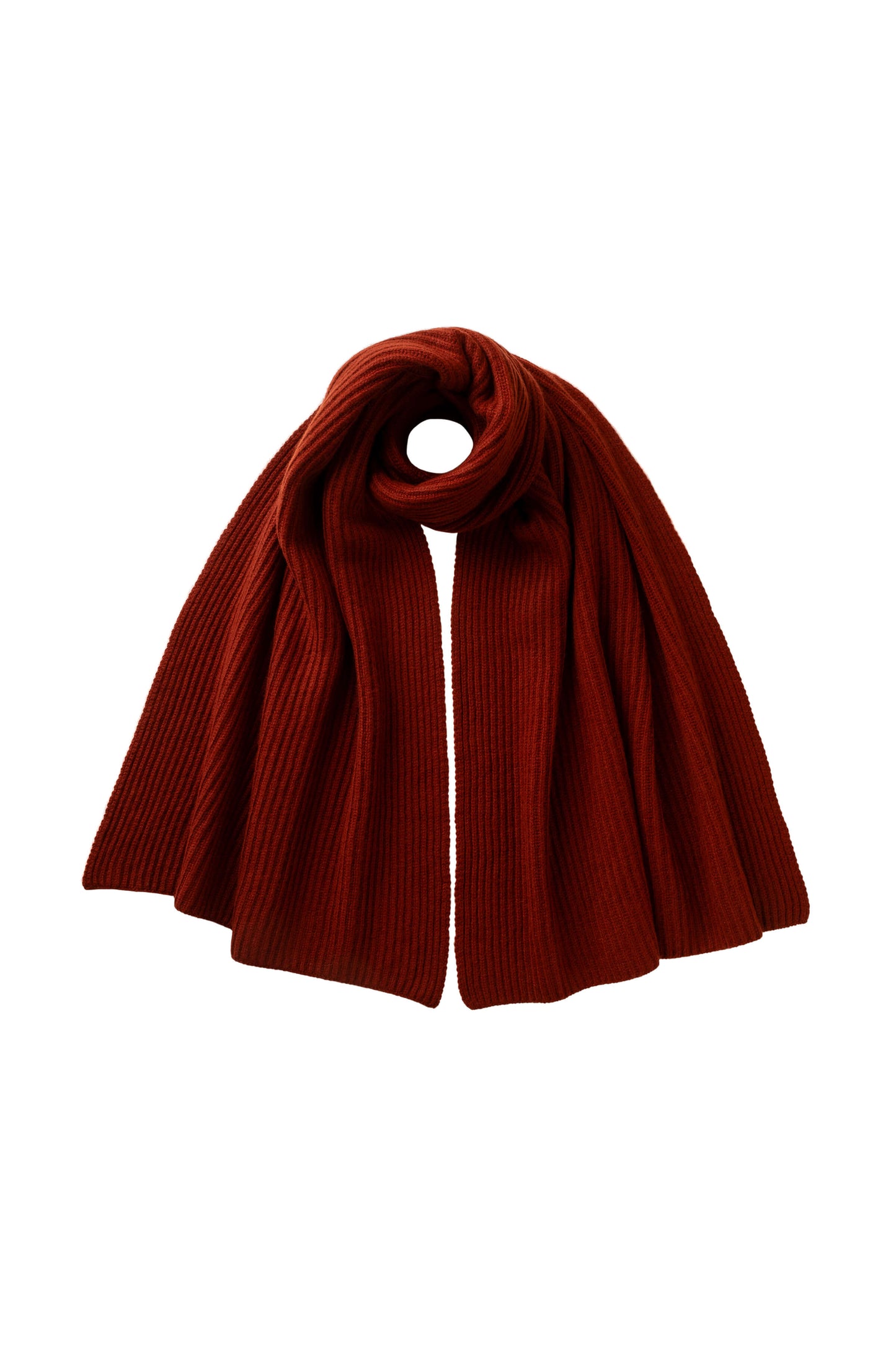 Johnstons of Elgin AW25 Knitted Accessories Oxblood Cardigan Stitch Red Cashmere Scarf HAC03538SG4463ONE
