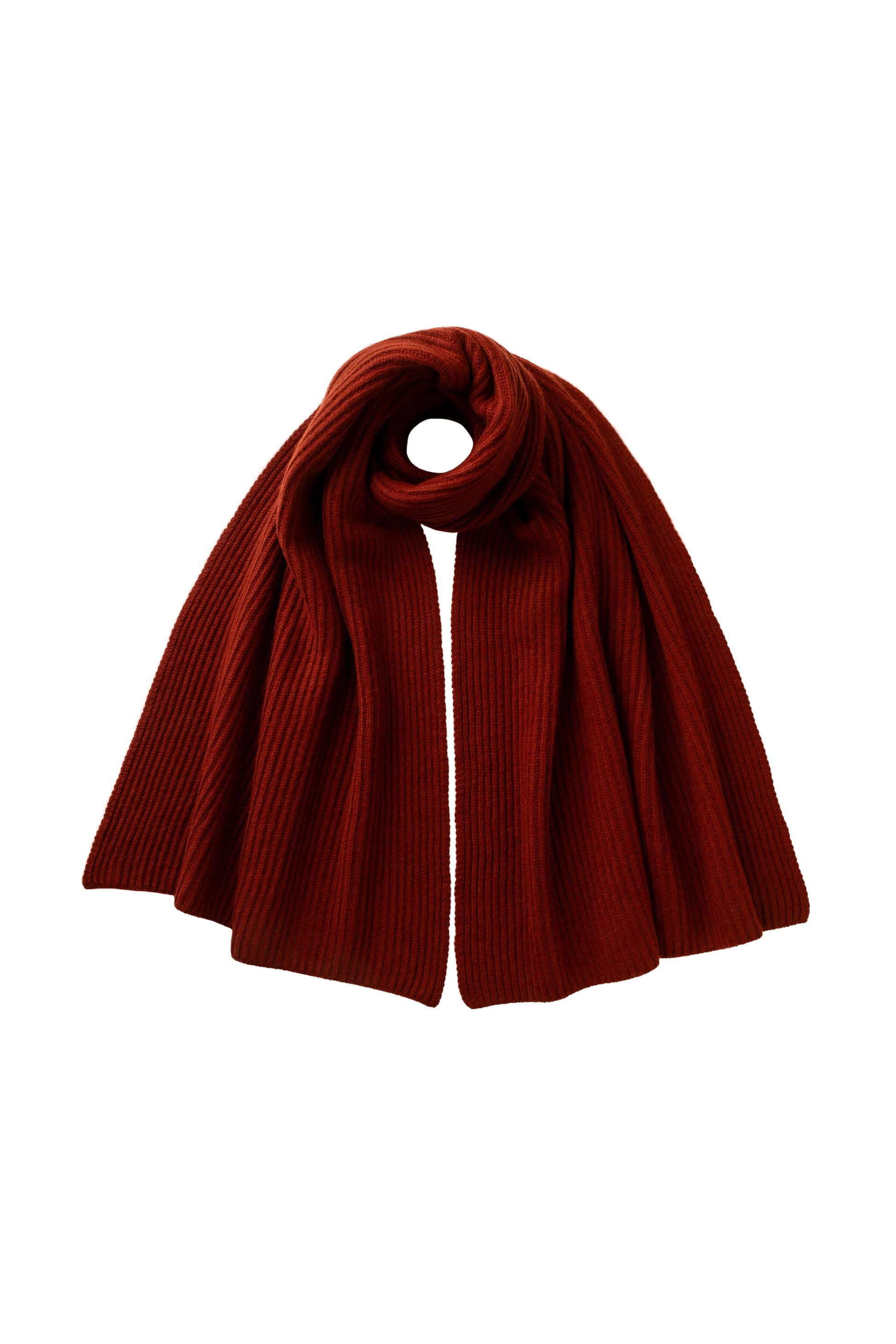 Johnstons of Elgin AW25 Knitted Accessories Oxblood Cardigan Stitch Red Cashmere Scarf HAC03538SG4463ONE