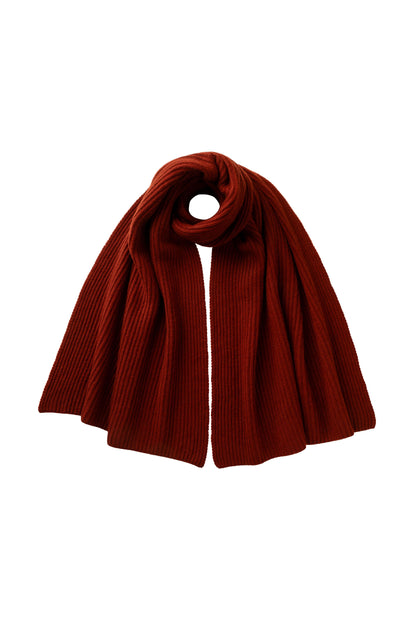 Johnstons of Elgin AW25 Knitted Accessories Oxblood Cardigan Stitch Red Cashmere Scarf HAC03538SG4463ONE