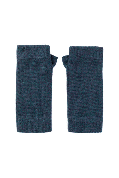 Johnstons of Elgin AW25 Knitted Accessories Heather Navy Cashmere Wrist Warmers HAD03215HD7321ONE