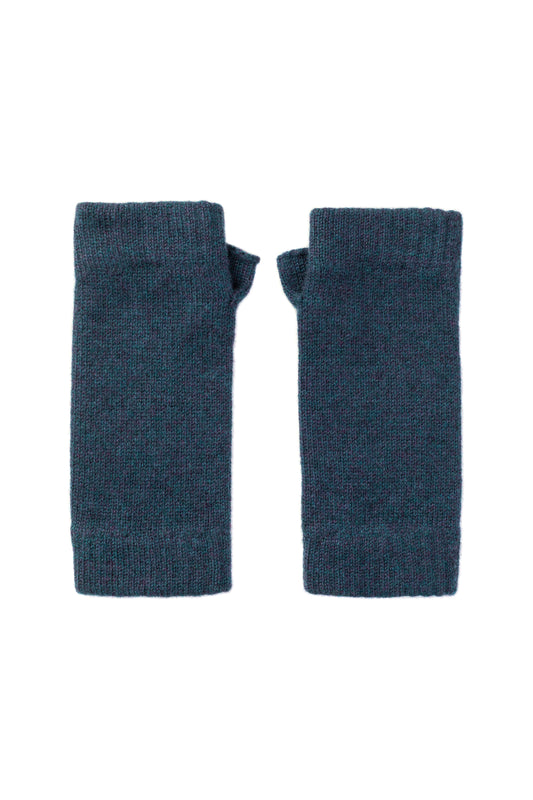 Johnstons of Elgin AW25 Knitted Accessories Heather Navy Cashmere Wrist Warmers HAD03215HD7321ONE