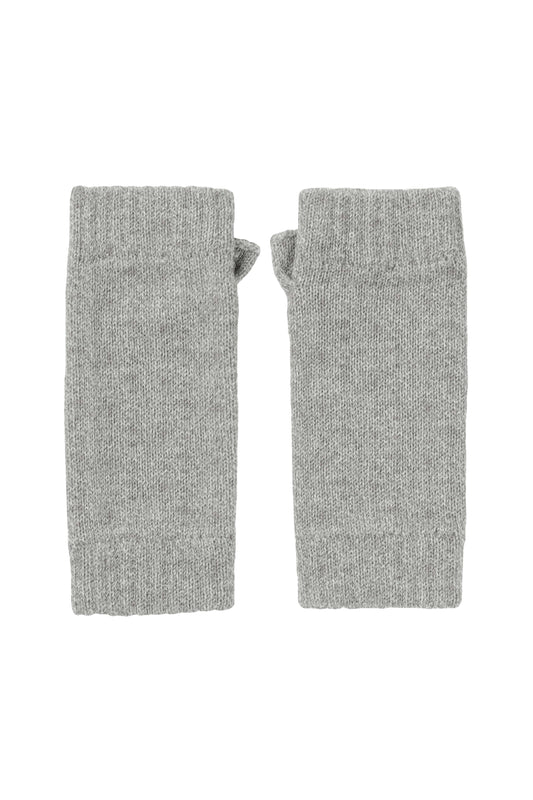Johnstons of Elgin AW24 Knitted Accessory Light Grey Cashmere Wrist Warmers HAD03215HA0308ONE