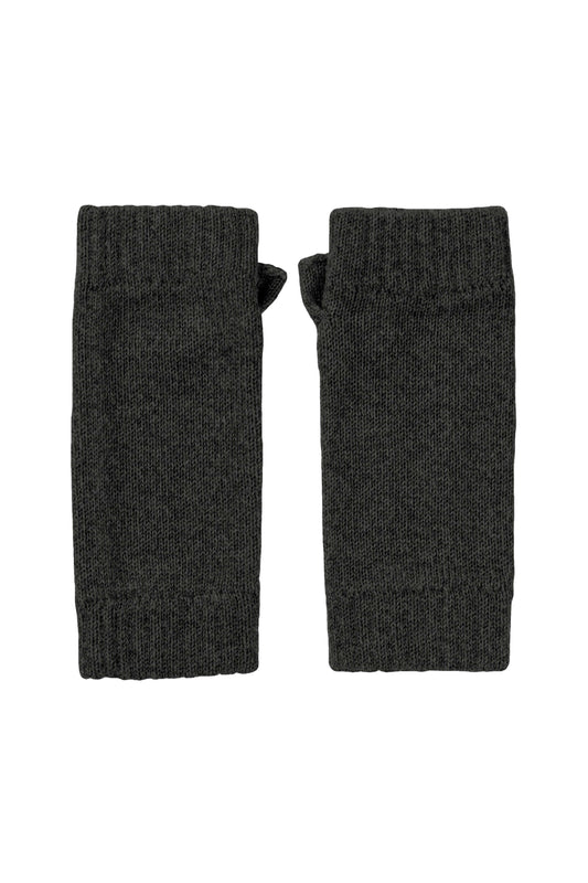 Johnstons of Elgin AW24 Knitted Accessory Mid Grey Cashmere Wrist Warmers HAD03215HA4181ONE