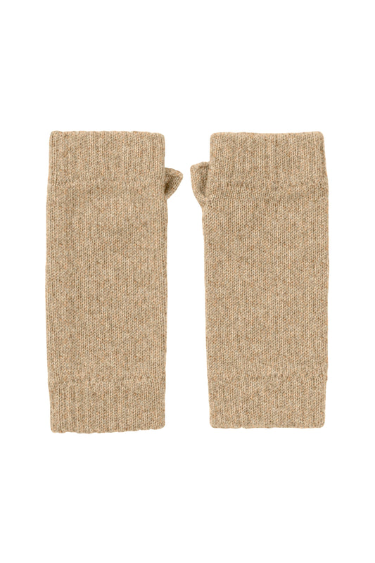 Johnstons of Elgin AW24 Knitted Accessory Oatmeal Cashmere Wrist Warmers HAD03215HB0210ONE