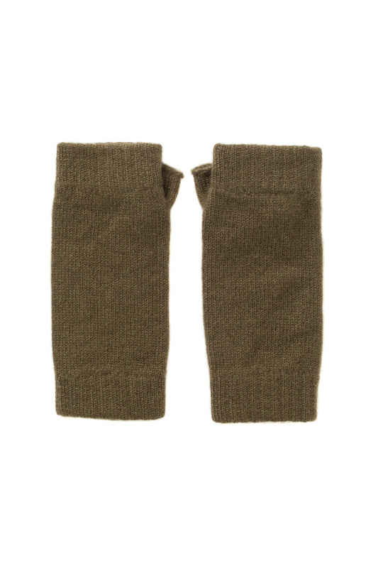 Johnstons of Elgin AW24 Knitted Accessory Olive Cashmere Wrist Warmers HAD03215SC4573ONE