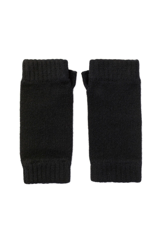 Johnstons of Elgin AW25 Knitted Accessories Black Black Cashmere Wrist Warmers HAD03215SA090055