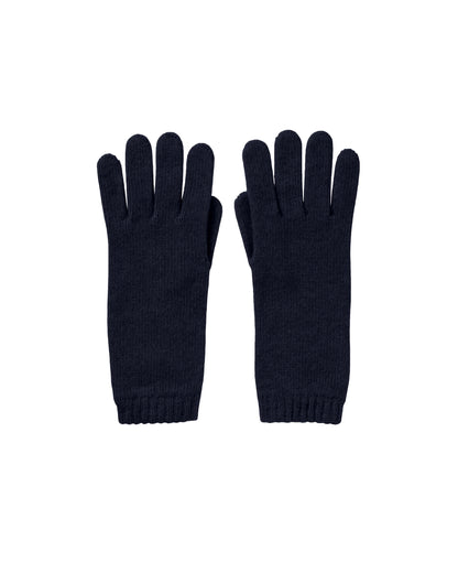 Johnstons of Elgin Pair of navy cashmere gloves on white background 365GIFTSET7D