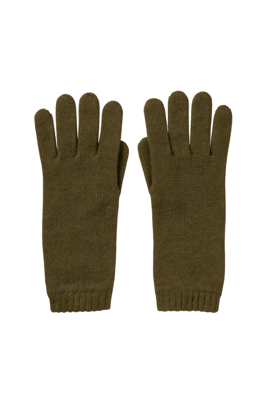 Johnstons of Elgin AW24 Knitted Accessory Olive Women's Cashmere Gloves HAD03226SD7286ONE