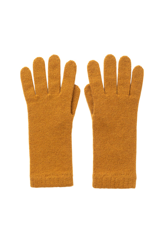 Johnstons of Elgin AW24 Knitted Accessory Ochre Women's Cashmere Gloves HAD03226SF4347ONE
