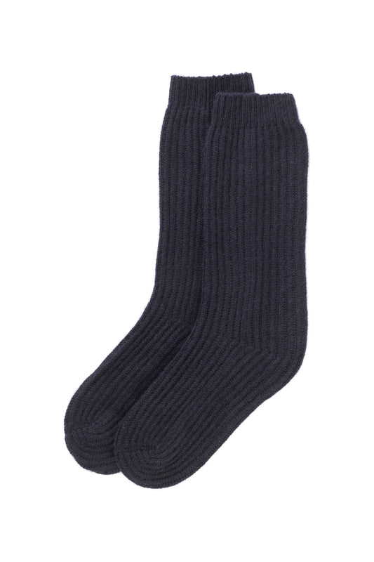 Johnstons of Elgin AW24 Knitted Accessory Dark Navy Cashmere Socks HAE02240SD7286ONE