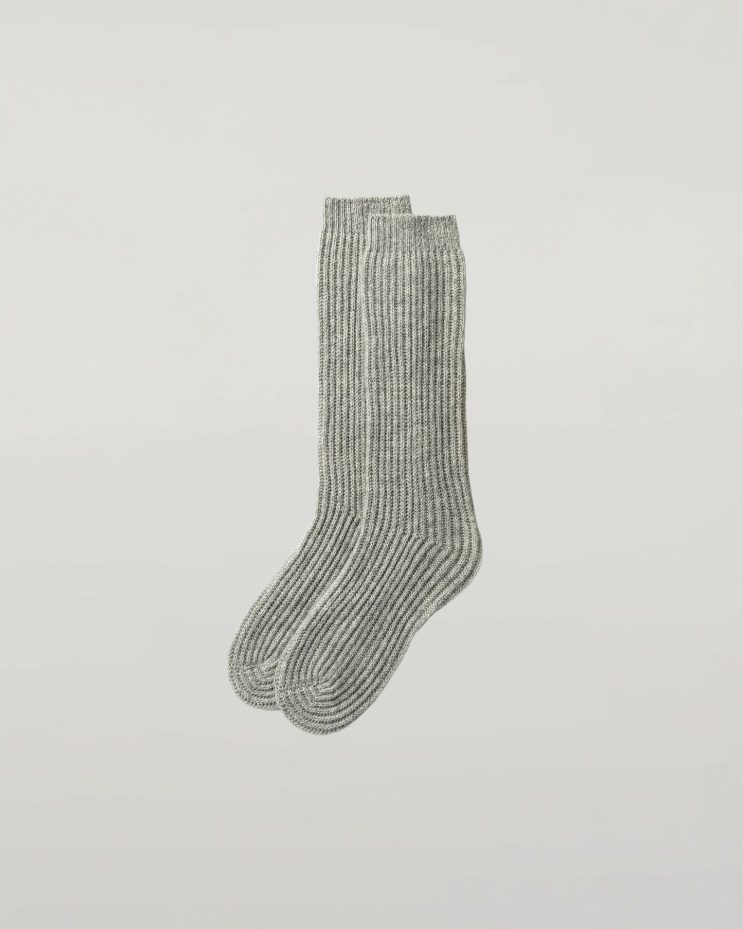 Johnstons of Elgin Knitted Accessories Light Grey Luxe Ribbed Cashmere Socks HAE02240HA0308ONE
