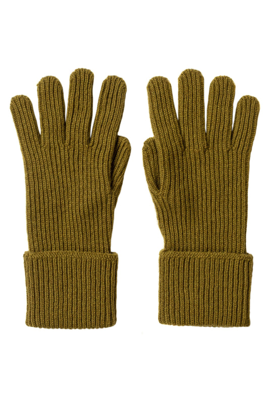 Johnstons of Elgin Ribbed cashmere gloves in highland green HAE02638SC4495ONE