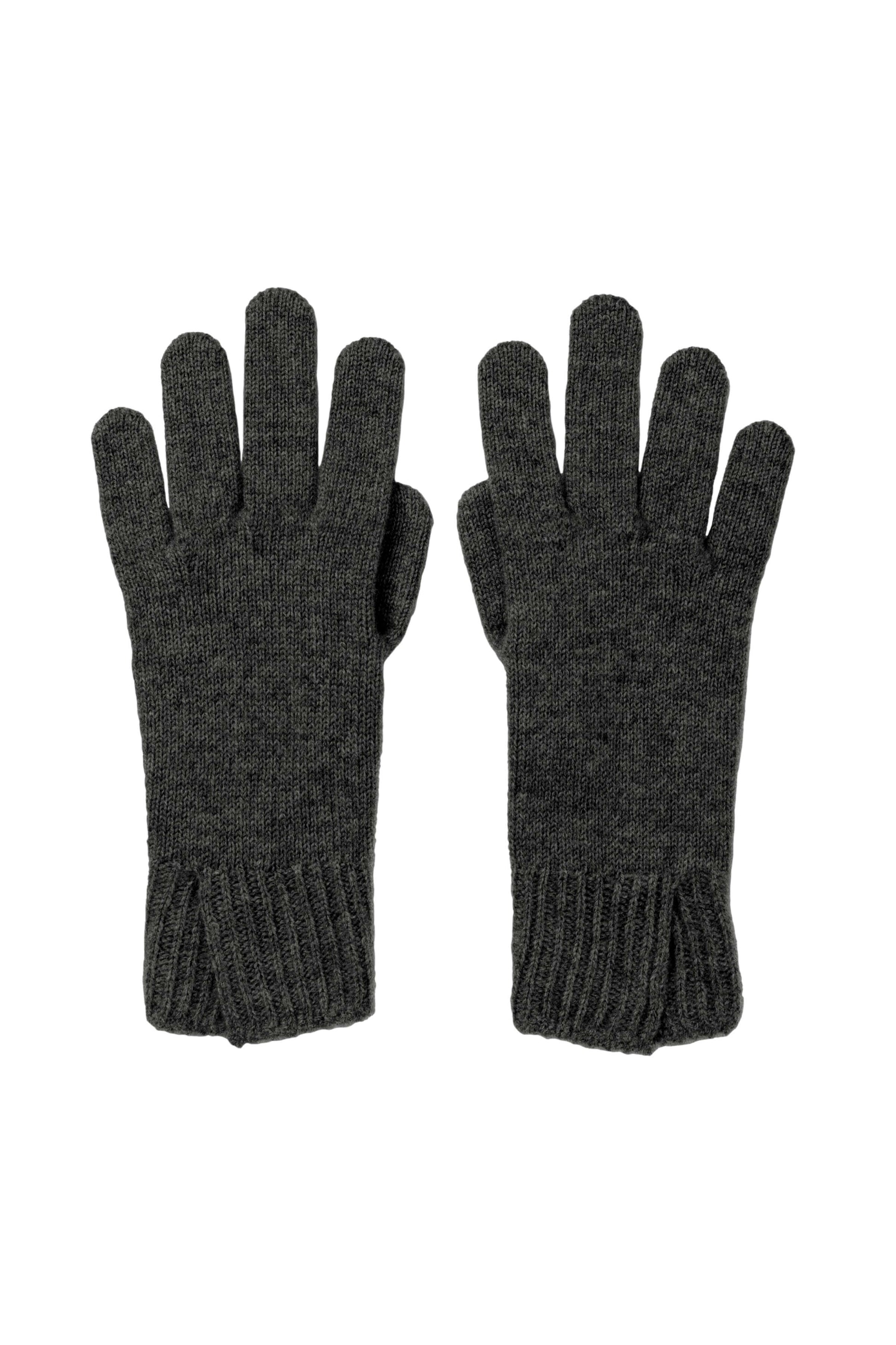 Johnstons of Elgin AW24 Knitted Accessory Mid Grey Split Cuff Cashmere Gloves HAE03228HA4181ONE