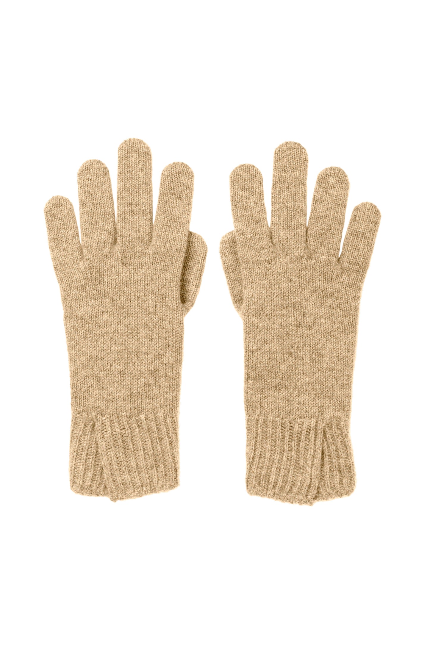 Johnstons of Elgin AW24 Knitted Accessory Oatmeal Split Cuff Cashmere Gloves HAE03228HB0210ONE