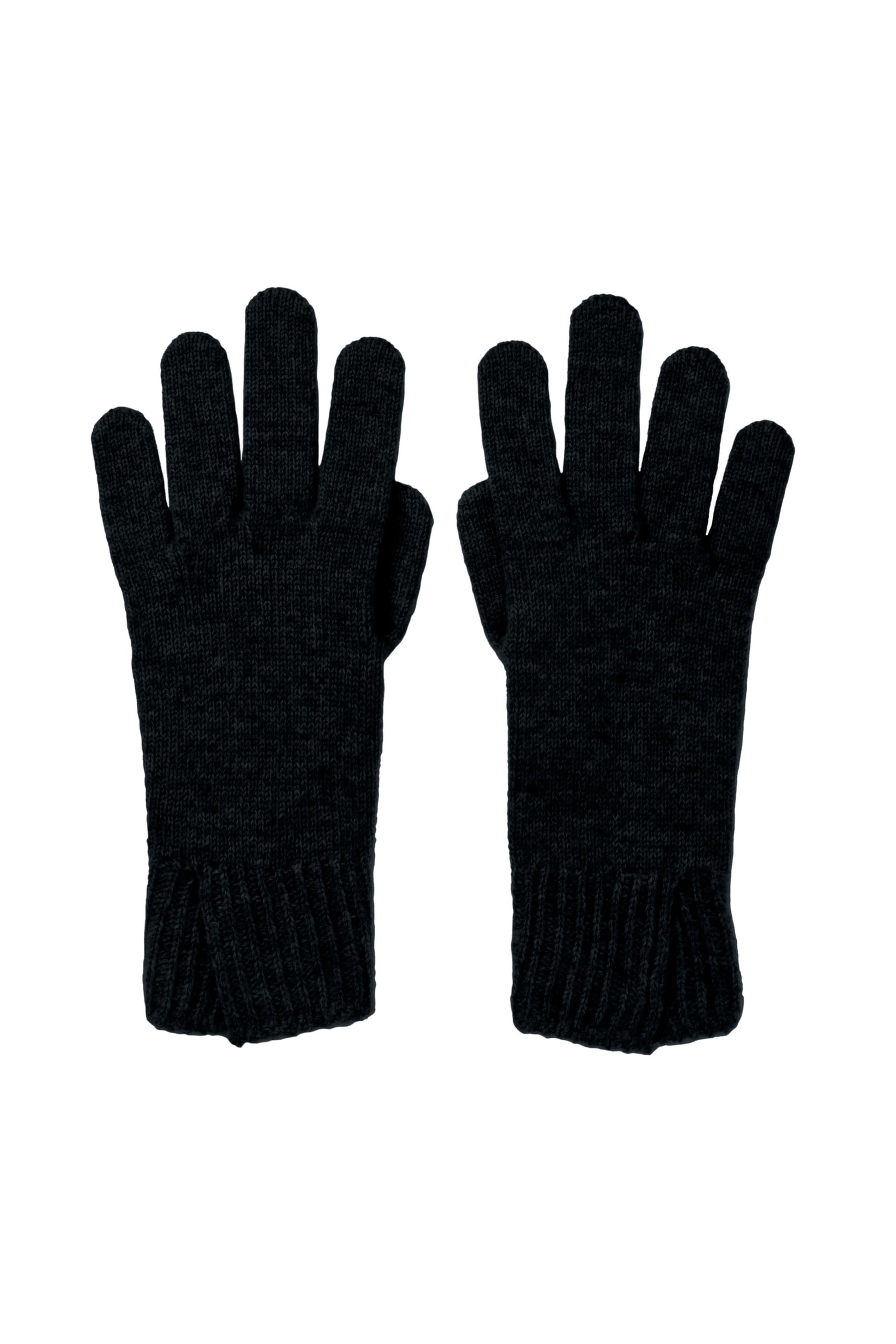 Johnstons of Elgin AW24 Knitted Accessory Black Split Cuff Cashmere Gloves HAE03228SA0900ONE