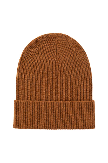 Johnstons of Elgin AW25 Knitted Accessories Dark Camel Slouchy Cashmere Beanie HAE03325SB4620ONE