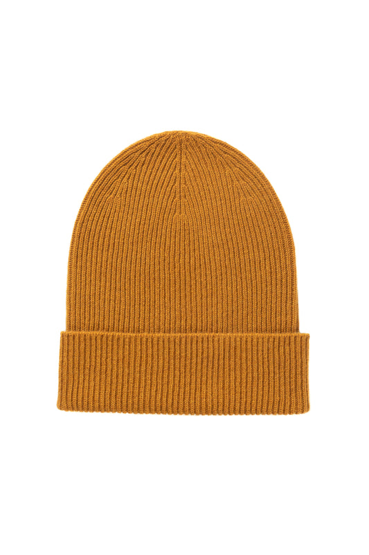 Johnstons of Elgin AW24 Knitted Accessory Ochre Slouchy Cashmere Beanie HAE03325SF4347ONE