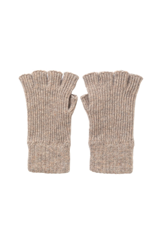 Johnstons of Elgin AW24 Knitted Accessory Ash Ribbed Cashmere Fingerless Gloves HAE03397HB4334ONE